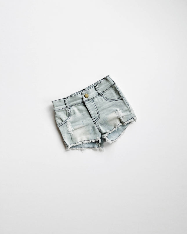 Girls Denim Shorts - Slate Gray