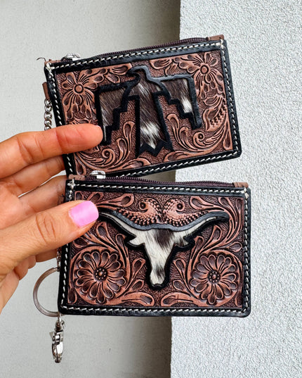 Longhorn Freebird Western Cowhide Leather Keychain Wallet