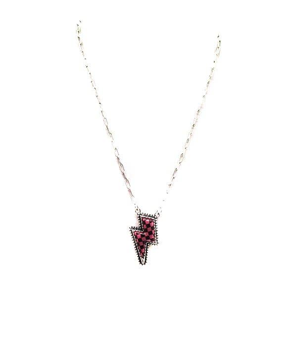 Checkered Lightning Bolt Necklace