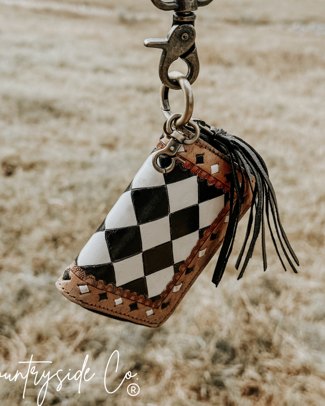 The Sidekick Checkered Mini Wallet Keychain