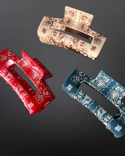 Western Paisley Bandana Print Claw Clip