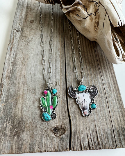 Western Pendant Necklace - Cactus | Steer 