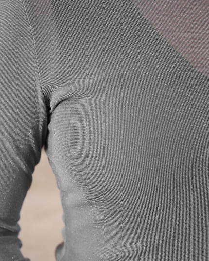 Keigan Mesh Top- Silver Glitter