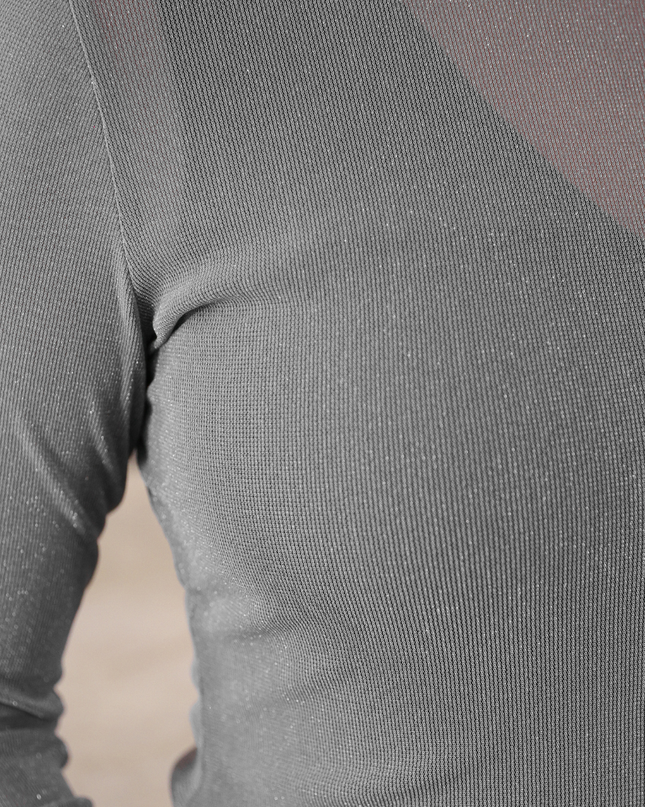 Keigan Mesh Top- Silver Glitter