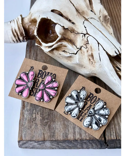 Western Squash Blossom - Stone Stud Earrings