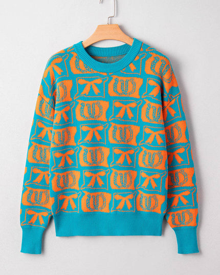 Western Bows & Horseshoes Long Sleeve Sweater