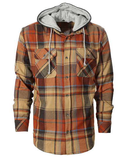Men's Casual Button Up Flannel Shirt with Removable Hoodie GB-LS92H