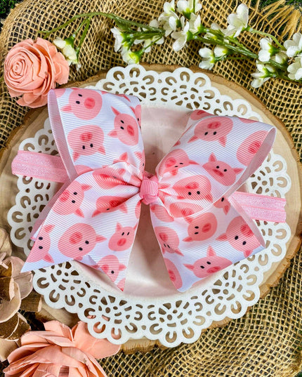 Pig Print Hair Bow or Headband | Boutique Farm Accessory