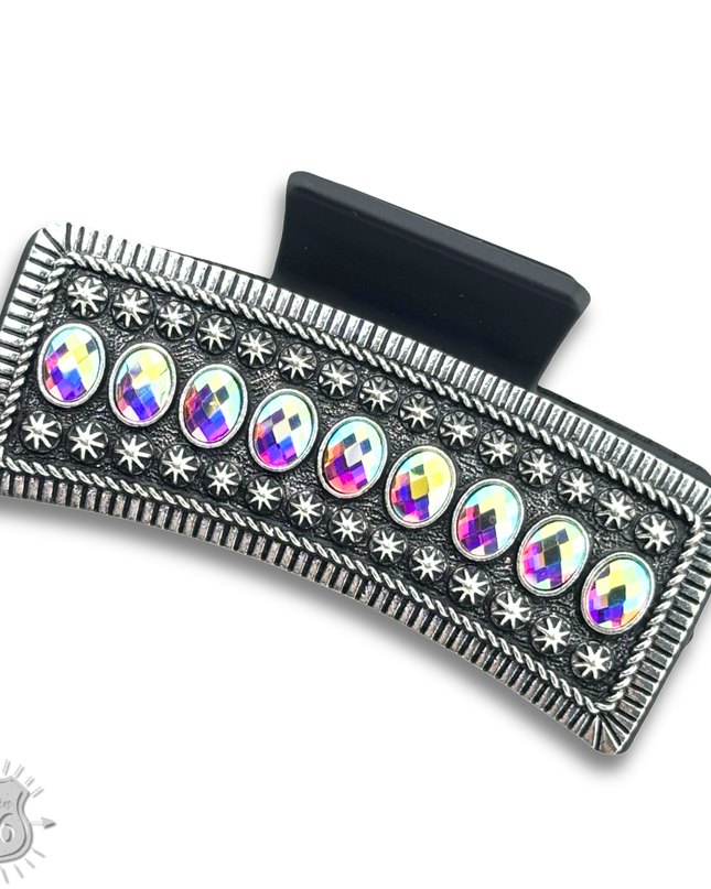 Iridescent stone western style hair claw