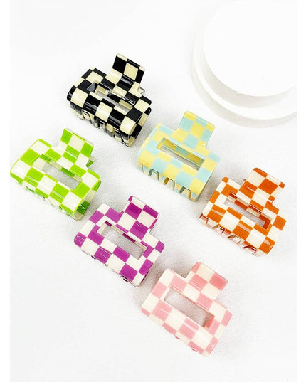 Colorful Checkered Medium Size Hair Claw