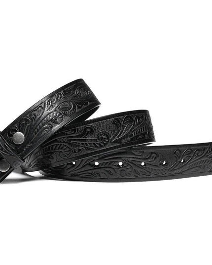 Genuine Leather Men's Belt with Snap-On Strap without Buckle
