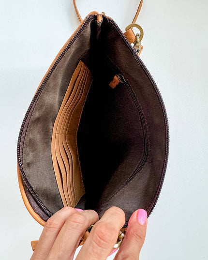 BOHO LUXE CROSSBODY Leather Cowhide Wristlet Crossbody