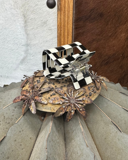 Mini Checked Funky Black Clip