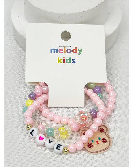 Love and Bear Theme Kids Layering Bracelet Set