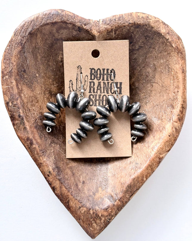 Western Style Flat Navajo Pearl Drop Dangle Earrings