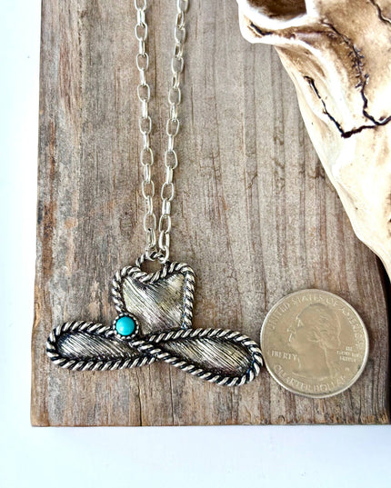 Western Cowboy Hat Stone Pendant Necklace
