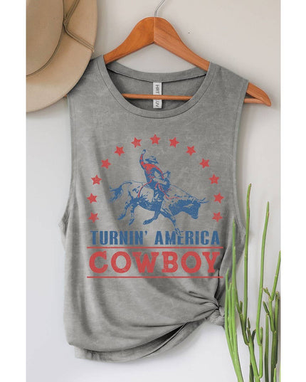 TURNIN AMERICA COWBOY GRAPHIC TANK TOP