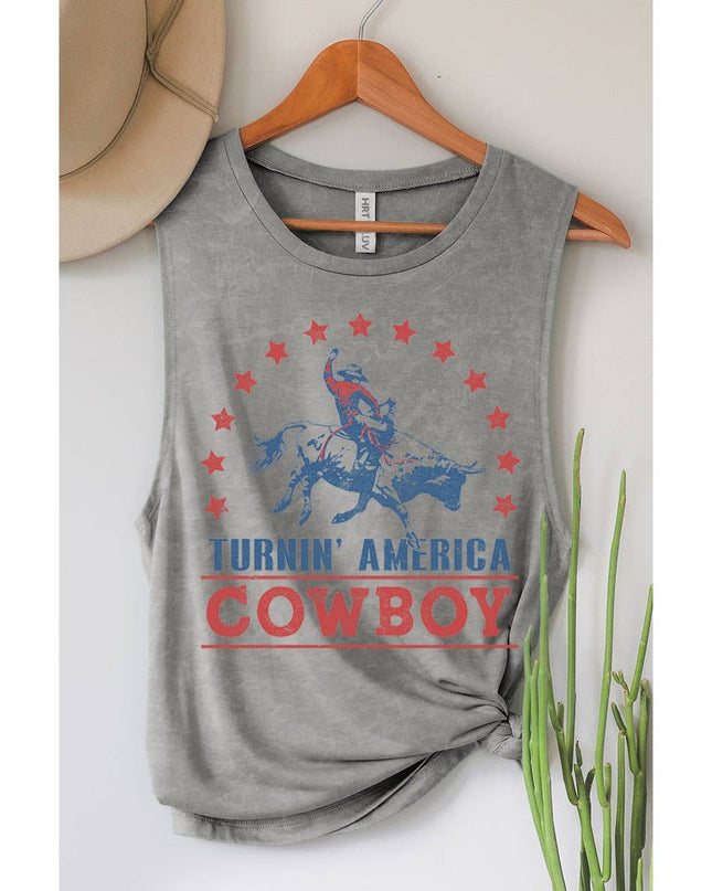 TURNIN AMERICA COWBOY GRAPHIC TANK TOP