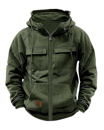 Men's Casual Solid Color Hooded Sweatshirt Jacket