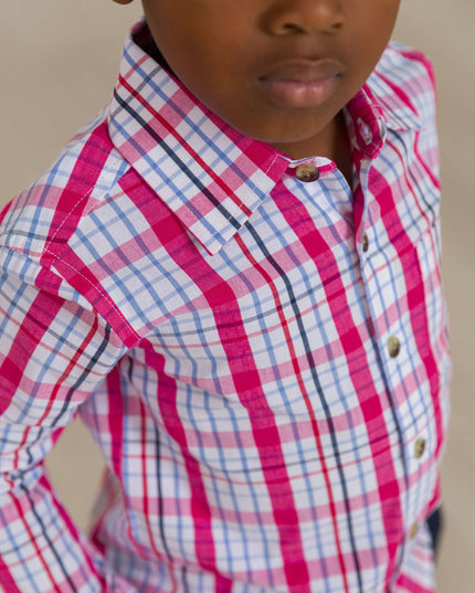 Boys Adley Plaid Long Sleeve Button Down Shirt