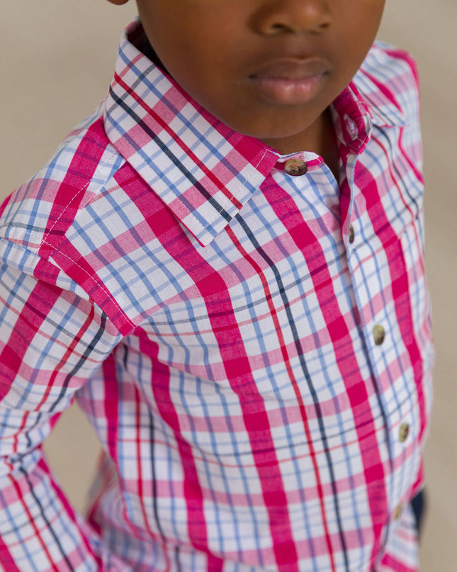 Boys Adley Plaid Long Sleeve Button Down Shirt