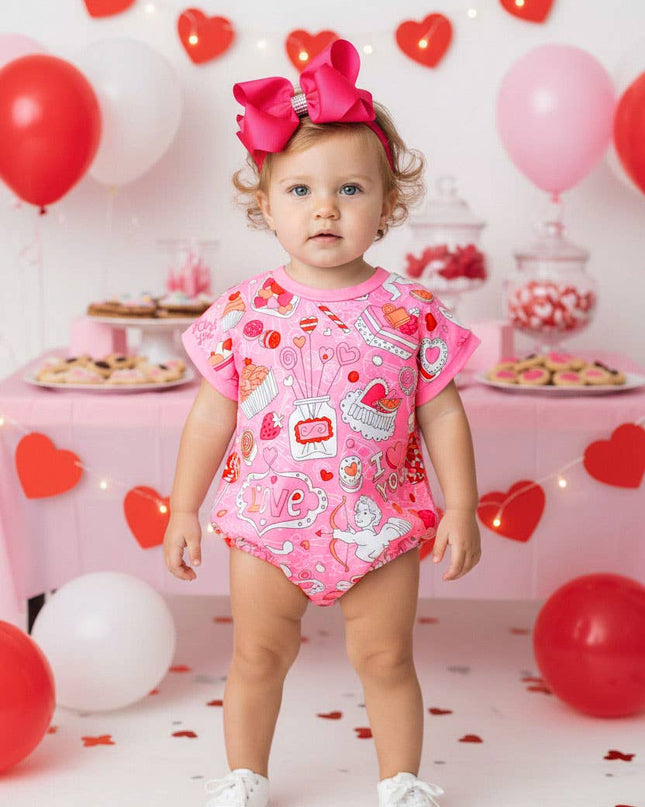 LOVE & sweet valentine's baby girls onesie XCH05011