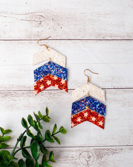 PARTY LIKE ITS 1776 CHEVRON GLITTER AMERICANA EARRINGS