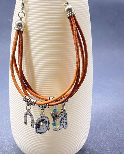 Western Style Charm Multi-Layer Artificial Leather  Bracelet - WJ