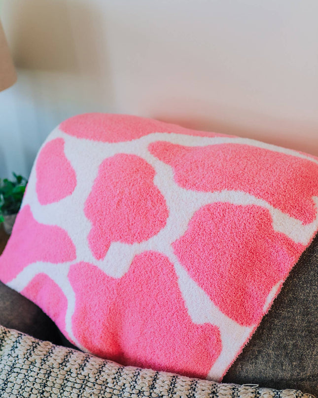 Pink Cowhide Throw Blanket