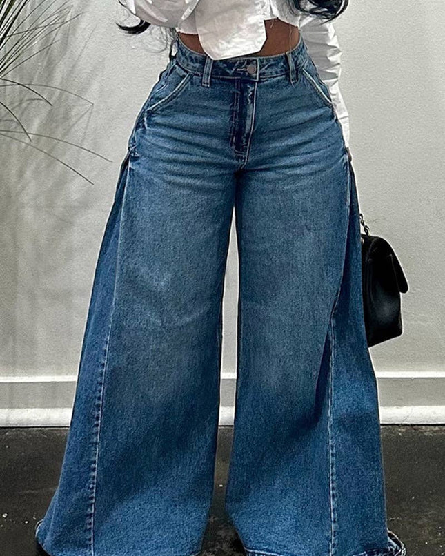 Wide-Leg High-Waist Casual Pants