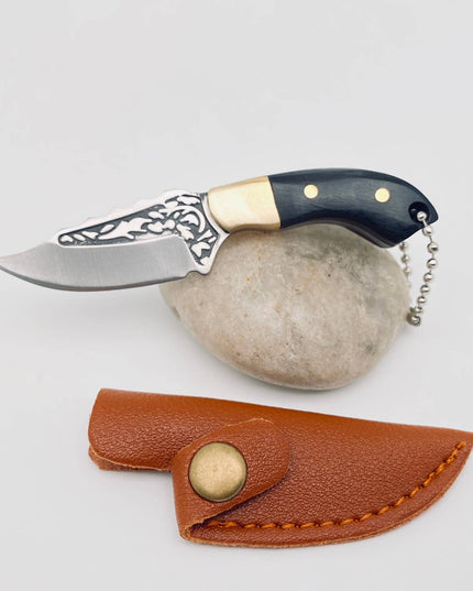 Wooden Handle Portable Mini Stainless Steel Embossed Knife