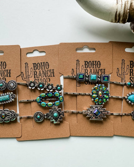 Western Hair Pin 3 Piece Set Bling Bobby Pin