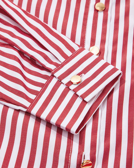 FB Stripe Patch Pocket Long Sleeve Buttoned Shirt