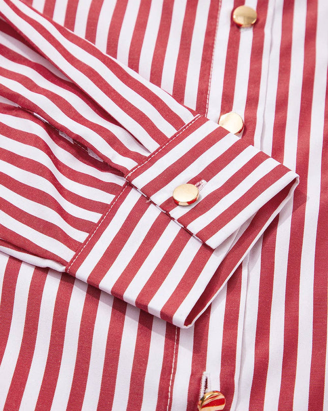 FB Stripe Patch Pocket Long Sleeve Buttoned Shirt