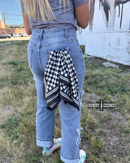 SMALL Black Checkered Out Wild Rag/ Scarf