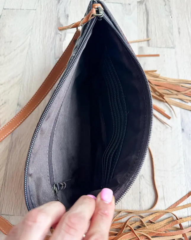 LAINEY CROSSBODY steer longhorn -quilted leather purse bag