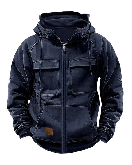 Men's Casual Solid Color Hooded Sweatshirt Jacket