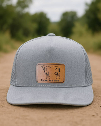 Raised in a barn Cow Country Western Farm Kids Trucker Hat