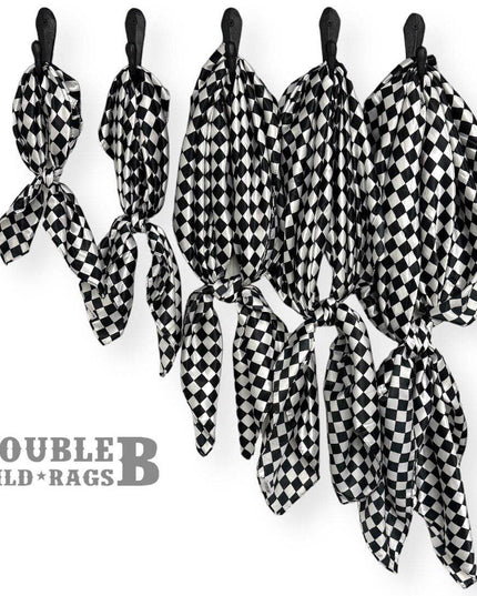 WILD RAG Black and White Check Cowboy Western Neck Scarf Bandanna by Double B Wild Rags