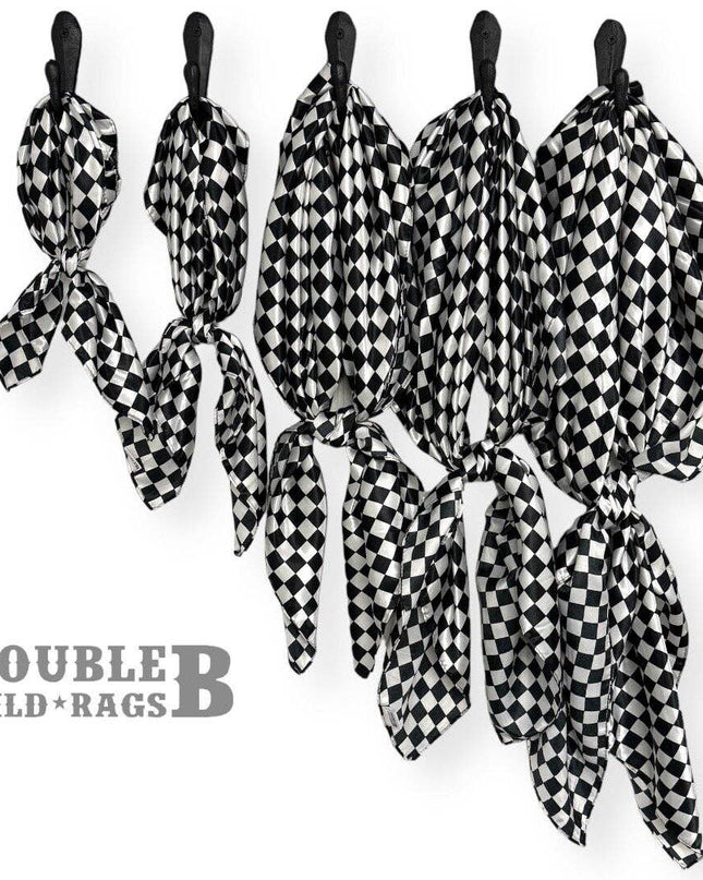 WILD RAG Black and White Check Cowboy Western Neck Scarf Bandanna by Double B Wild Rags