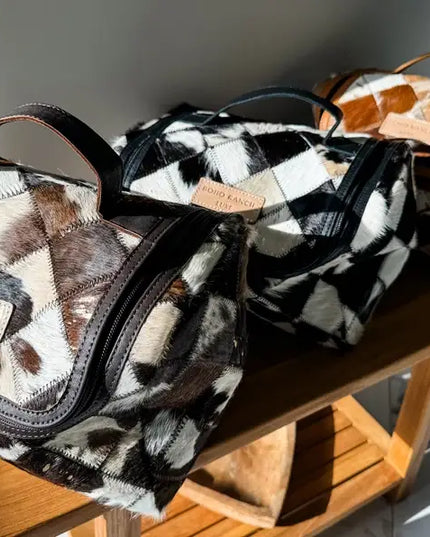 BOHO LUXE TOILETRY bag Genuine Hair On travel storage 