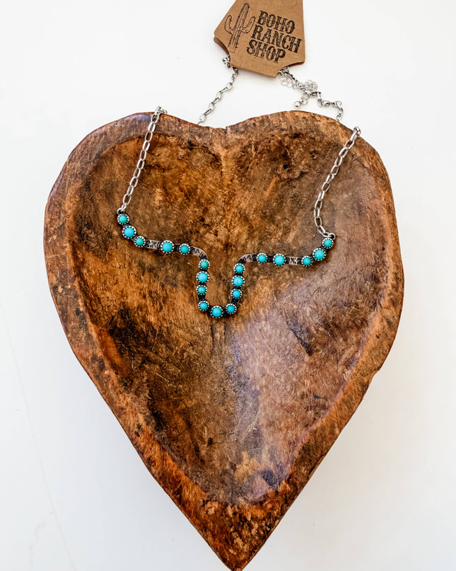 Western SteerHead Stone Necklace - White
