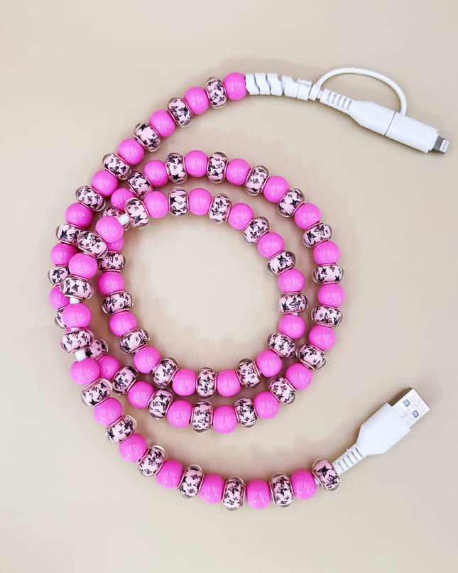 BUTTERFLY BEADED PHONE CHARGING CABLE 2-IN-1