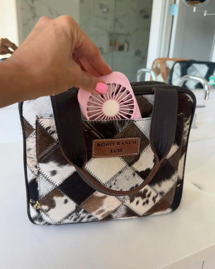 BOHO LUXE TRAVEL hanging bag Genuine HairOn leather toiletry