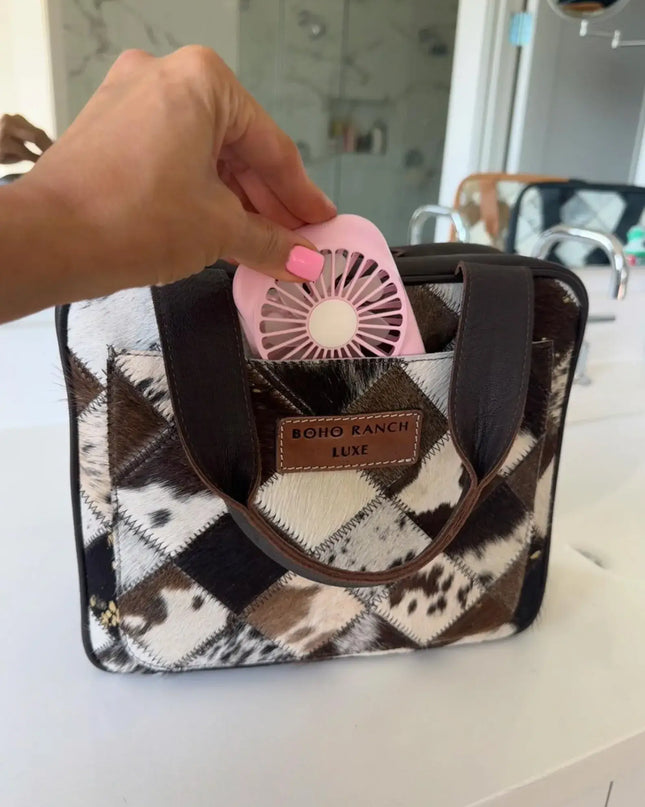 BOHO LUXE TRAVEL hanging bag Genuine HairOn leather toiletry