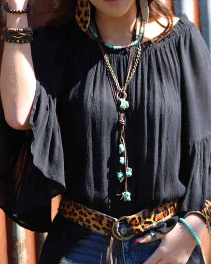 Multi-Strand Leather Cuff with Antique Gold Studs 007s