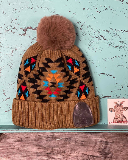 Aztec Pom Beanies