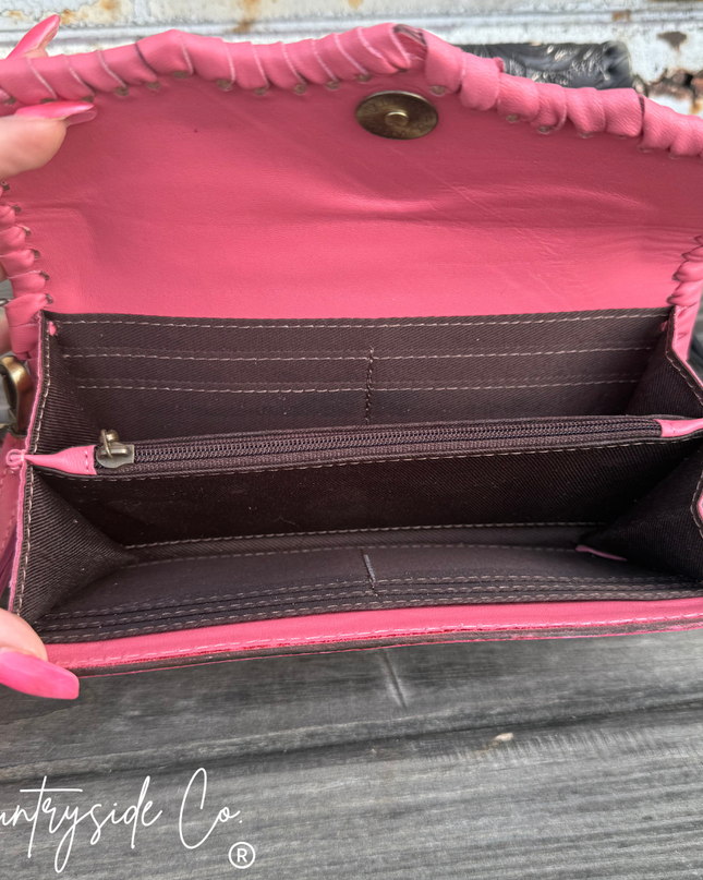 Piper Tooled Leather Wallet Wristlet