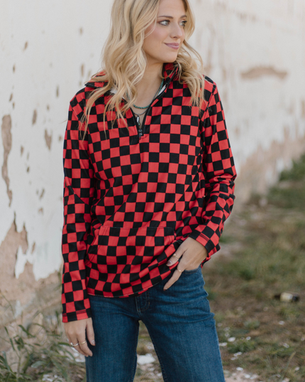 Pep Rally Pullover - Red & Black