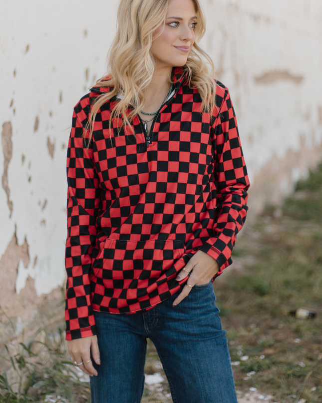 Pep Rally Pullover - Red & Black